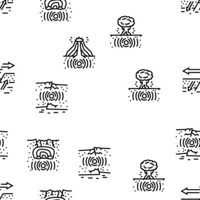 volcano lava eruption nature vector seamless pattern