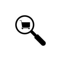 Magnifier, shop trolley vector icon illustration