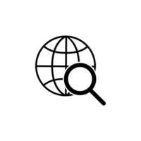 magnifier on the globe outline vector icon illustration