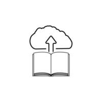 loading a book into the cloud vector icon illustration