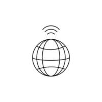 Globe, waves, signal vector icon illustration