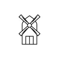 Windmill line vector icon illustration