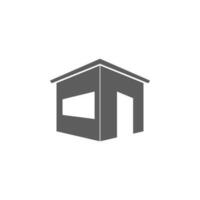 3d stall building vector icon illustration