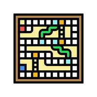 snakes and ladders game board table color icon vector illustration