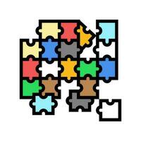 puzzle game board table color icon vector illustration