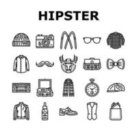 hipster retro vintage old style icons set vector