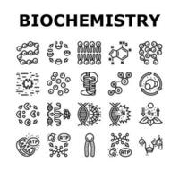 biotechnology chemistry science icons set vector