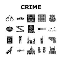 crime scene police evidence icons set vector