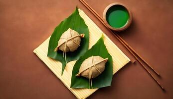 Zongzi Rice dumpling for Chinese traditional Dragon Boat Festival Duanwu Festival. . photo