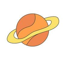 retro maravilloso planeta con anillo. Clásico hippie miedoso dibujos animados Saturno símbolo. hippy estilo de moda y2k psicodélico vector aislado eps ilustración