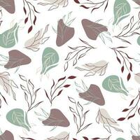 abstract seamless pattern with leaves and flowers in pastel colour vector