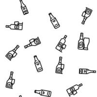 glass bottle alcohol container vector seamless pattern