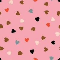 Cute seamless pattern with small hand drawn hearts. Vector hearted texture. Romantic background with small hearts