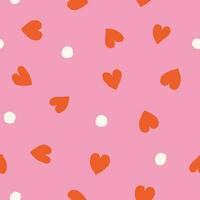 Hearts and Dots seamless pattern. Vector texture with different hearts. Lovely background, perfect for nursery prints, surface design and packaging