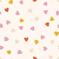 Cute seamless pattern with small hand drawn hearts. Vector hearted texture. Romantic background with small hearts