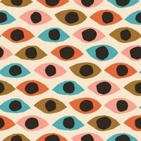 Seamless pattern with different cutout shapes. Abstract eyes texture. Vector background in retro style