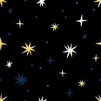 Abstract seamless texture with different Stars. Hand drawn star background in retro style. Vector dreamy sky pattern