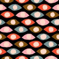 Seamless pattern with different cutout shapes. Abstract eyes texture. Vector background in retro style