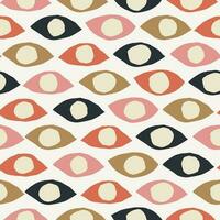 Seamless pattern with different cutout shapes. Abstract eyes texture. Vector background in retro style