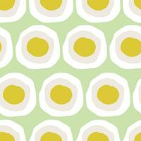 Bold creative seamless pattern in Mid Century Style. Vintage abstract texture with big circles. Dotted retro background vector