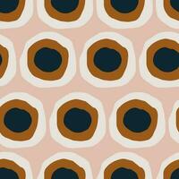 Bold creative seamless pattern in Mid Century Style. Vintage abstract texture with big circles. Dotted retro background vector