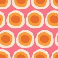 Bold creative seamless pattern in Mid Century Style. Vintage abstract texture with big circles. Dotted retro background vector