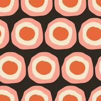 Bold creative seamless pattern in Mid Century Style. Vintage abstract texture with big circles. Dotted retro background vector