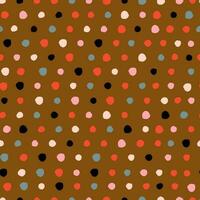 Simple and colourful Polka Dot seamless pattern. Vector dotted texture. Hand drawn different polka dots background in retro style