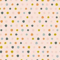 Simple and colourful Polka Dot seamless pattern. Vector dotted texture. Hand drawn different polka dots background in retro style