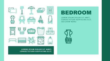 bedroom house home bed interior icons set vector