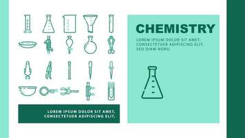 chemistry laboratory flask test icons set vector
