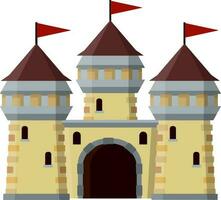 Military building of knight and king. Defense and reliability. Tower, wall and gate. Cartoon flat illustration. vector