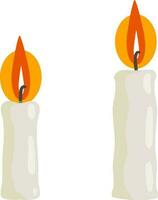 Candle with fire. flame with wick. Element of a new year, religion and villages. Wax object for lighting. Cartoon flat illustration vector