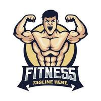 Illustration muscular man Logo and mascot vector