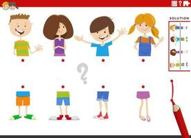 match halves of pictures with children educational activity vector