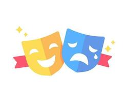 emocional máscara demostración drama y comedia películas. psicológico estado de pacientes con bipolar trastorno vector