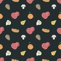 Seamless food background. Drawing food pattern vector