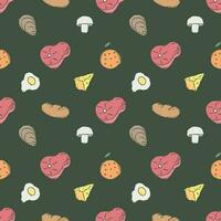 Seamless food background. Drawing food pattern vector