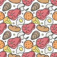 Seamless food background. Drawing food pattern vector