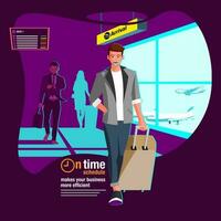 Arrival at the airport terminal. illustration vector