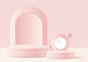 Minimal Pink 3D Podium with Geometric Shapes for Product Display vector