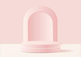 Minimal Pink 3D Podium with Geometric Shapes for Product Display vector