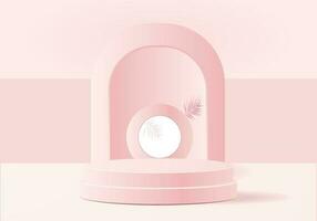 Minimal Pink 3D Podium with Geometric Shapes for Product Display vector
