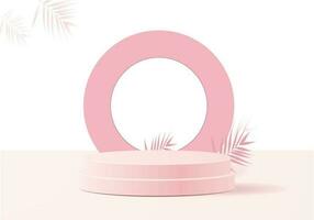 Minimal Pink 3D Podium with Geometric Shapes for Product Display vector