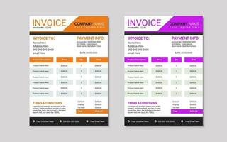 two color modern invoice design template vector