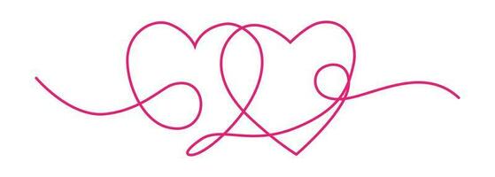 couple pink heart outline isolated vector