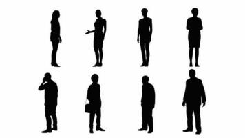 motion graphics set of people standing in black shape 3D rendering animation with alpha channel video