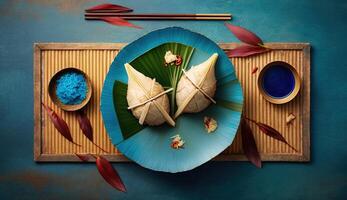 Zongzi Rice dumpling for Chinese traditional Dragon Boat Festival Duanwu Festival. . photo