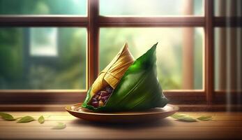 Zongzi Rice dumpling for Chinese traditional Dragon Boat Festival Duanwu Festival. . photo