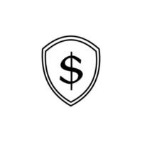 Financial security shield with dollar sign line vector icon illustration